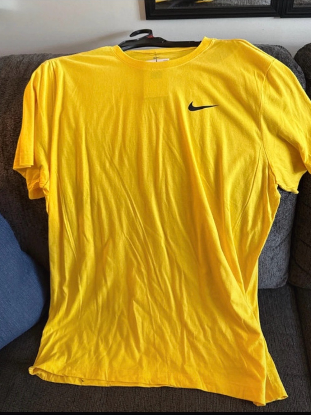 Nike Men’s Bright Yellow Short Sleeve Tee with Black Swoosh